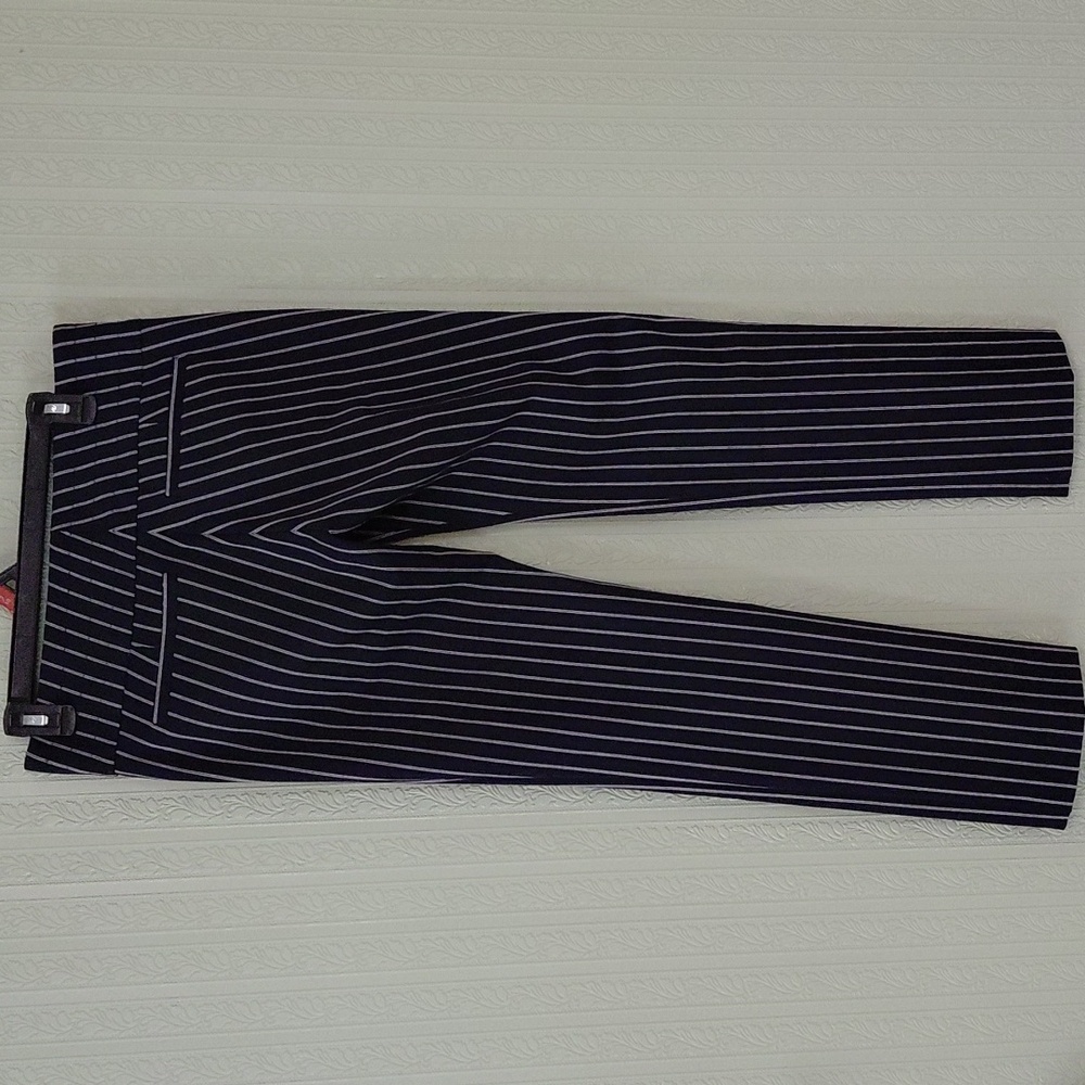 7TH AVE Navy  and White Pinstripe Trousers Pant Straight Business Professional - Picture 7 of 8